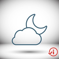 moon and cloud icon stock vector illustration flat design