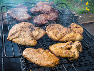 BBQ food on the grill