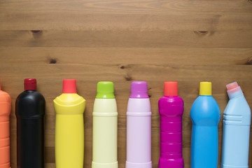 House cleaning product on wood table