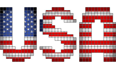 Mosaic letter flag of USA - obrazy, fototapety, plakaty