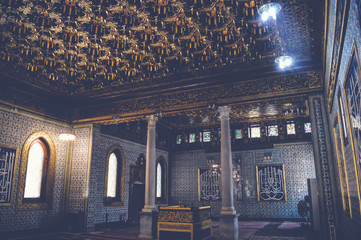 cairo, egypt, may 6, 2017: view inside mosque of muhammad ali at manial palace