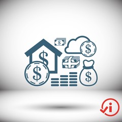 dollar money set icon stock vector illustration flat design