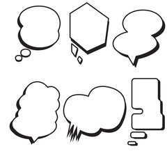 Blank template comic text speech bubble set vector.Dialog empty box space with isolated white background.