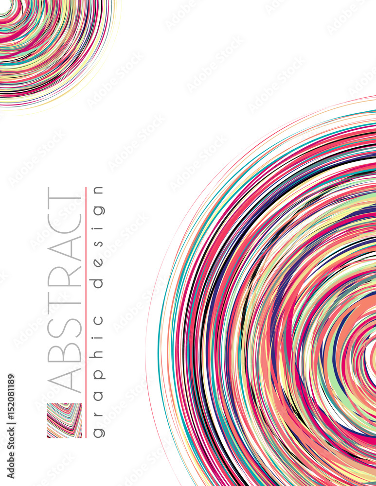 Poster Circles. Abstract template of page with versicolor thin strips. Vector graphic design layout
