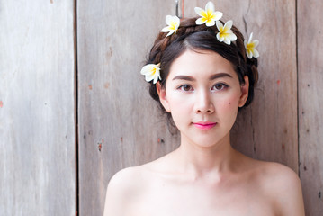 Asian women face beautiful Have flowers on the head