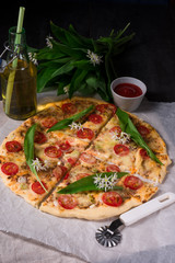 vegetarian wild garlic pizza