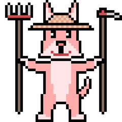 vector pixel art farmer