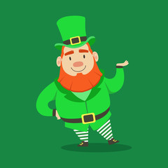 Cute cartoon dwarf Leprechaun. Saint Patricks Day colorful character