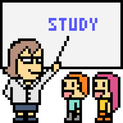 vector pixel art classroom