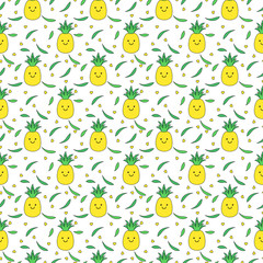 Cute cartoon pineapples seamless pattern