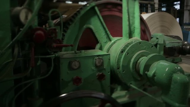 Paper production machine. Processing of secondary resources. Paper recycling. Large enterprise