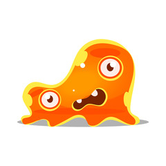 Funny cartoon orange slimy monster. Cute bright jelly character