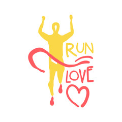 Run love logo symbol. Colorful hand drawn illustration