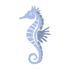 Blue Seahorse, Part Of Mediterranean Sea Marine Animals And Reef Life Illustrations Series