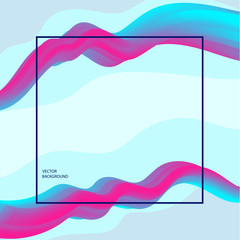 Frame background with 3d colorful bright blue waves vector illustration