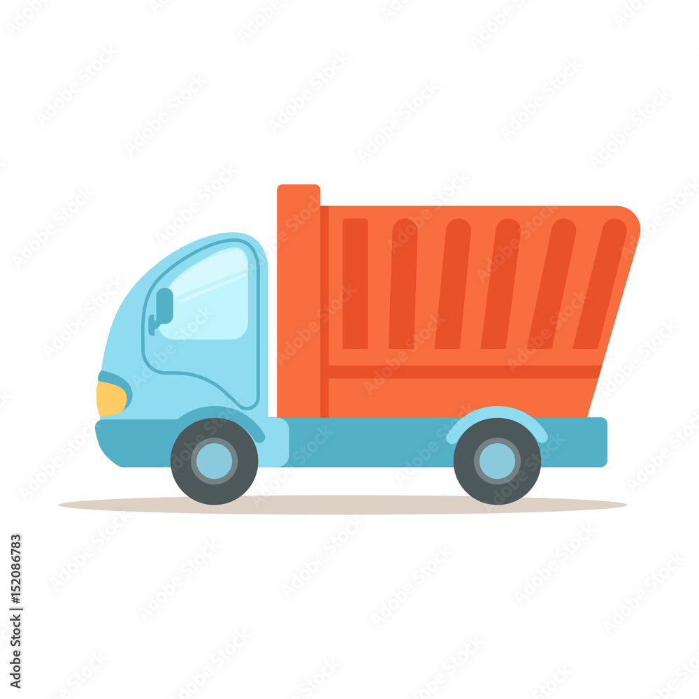 Sticker dump truck, construction machinery equipment colorful cartoon vector illustration