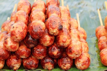 BBQ sausages in the market
