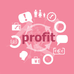 Text Profit. Business concept . Set of flat icons for mobile app and web