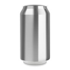 Aluminum can of the empty layout for your design. Bank of carbonated water. Tasty drink, can lemonade or beer. Vector Illustration