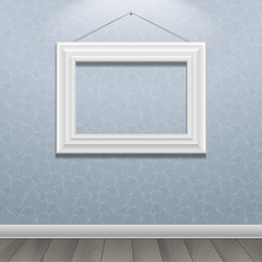 White classic frame on the wall. Vector Illustration