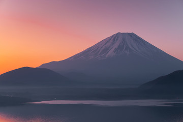 Mt. Fuji view from Motosuko lake, Yamanashi, Japan.