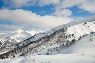 Georgia Caucasus mountains, Bakuriani ski resort  view  Didveli ski trail