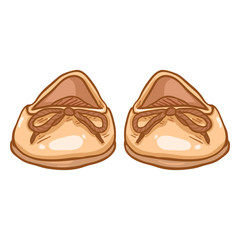 Vector Cartoon Illustration - Pair of Women Ballet Flats. Front View