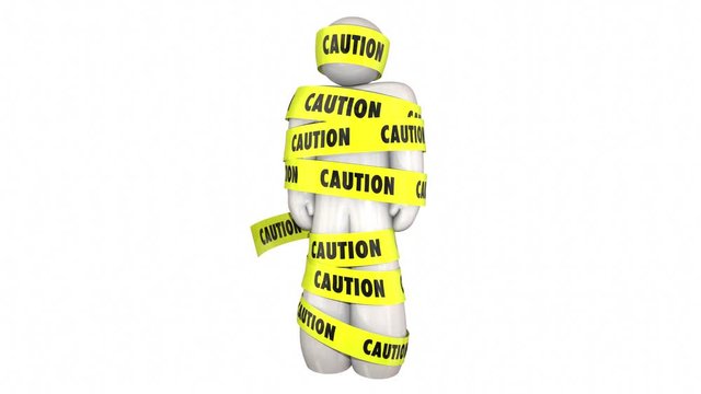 Caution Yellow Tape Wrapped Person Man 3d Animation