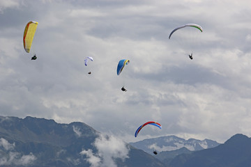 Paragliders in the French Alps