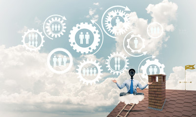 Concept of security and privacy protection with camera headed ma