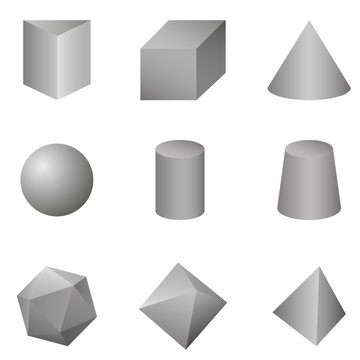 Vector Set of Gray Gradient Geometrical Shapes