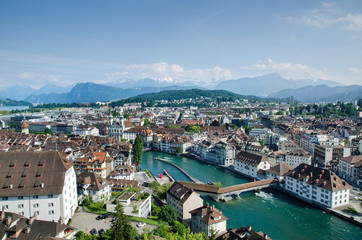 Fototapeta na wymiar Aerial view of Lucerne city, Switzerland