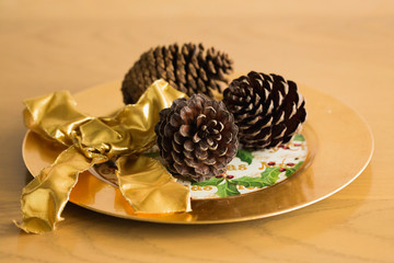 Pinecones on a Christmas plate