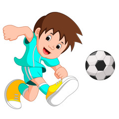 Boy cartoon playing football