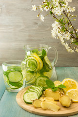 Summer drink. Fresh mojito with lime and mint.