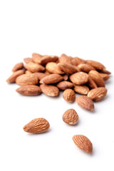 Almonds on White background