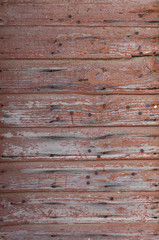 Fototapeta premium very old planks with rusty nails and peeling red paint