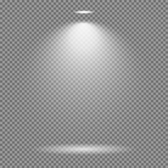 Light effect on transparent background. Bright lights vector collection