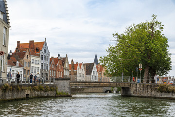 Fototapeta premium Touristic Boats on Brugge Canal