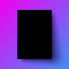 Black poster realistic template, mock-up with margins, realistic shadow and color gradient background for design concepts, presentations, web, identity, prints. Vector illustration.