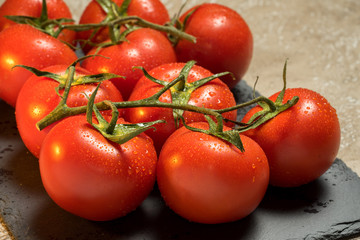 red ripe wet whole tomatoes