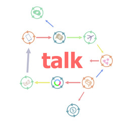 Text Talk. Education concept . Linear Flat Business buttons. Marketing promotion concept. Win, achieve, promote, time management, contact