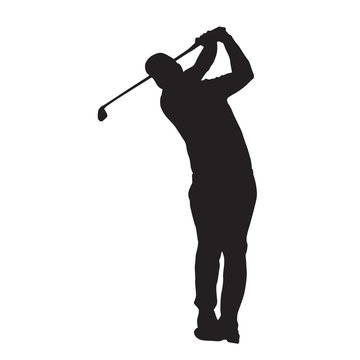 Golf player vector isolated silhouette, front view