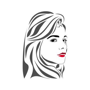 Beauty logo. Woman's face. Abstract concept. Flat design. Vector illustration on white background.