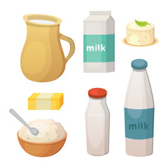 Fresh organic milk products set