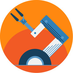 Industrial Robot Arm. Automated Tool Vector icon.