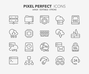 hosting thin line icons