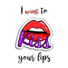 Fashion patch element lips with quote