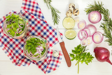 Homemade healthy salads with vegetables