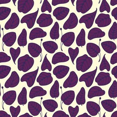 Vector seamless pattern with violet stylized leaves